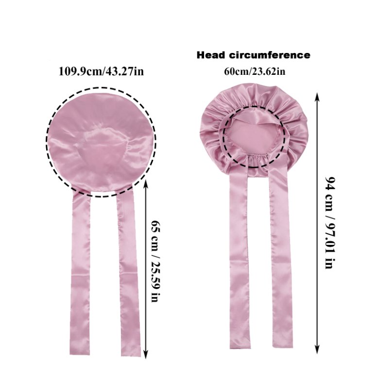 Ladies Solid Color Sleep Cap Polyester Silky Satin Hair Protection Fashion Bonnet