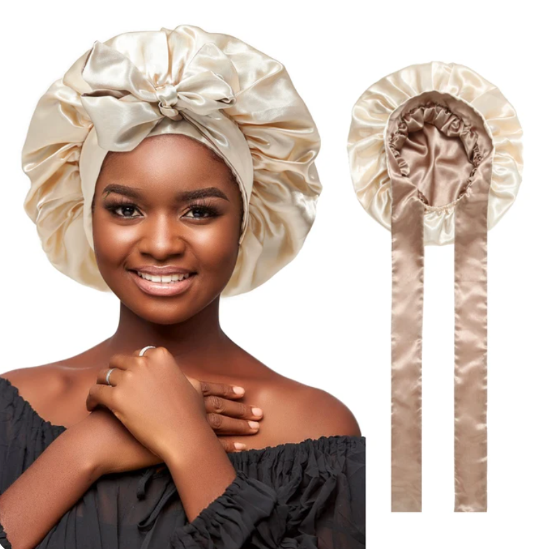 Reversable Double Sided Sleeping Bonnet Womans Night Tie Knot Sleep Cap