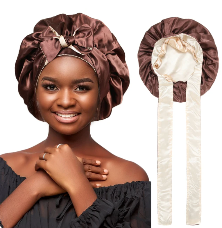 Reversable Double Sided Sleeping Bonnet Womans Night Tie Knot Sleep Cap