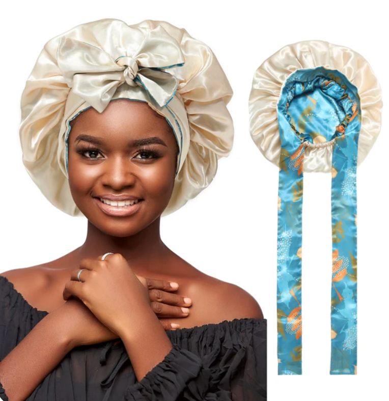 Reversable Double Sided Sleeping Bonnet Womans Night Tie Knot Sleep Cap