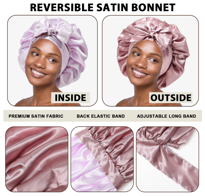 Reversable Double Sided Sleeping Bonnet Womans Night Tie Knot Sleep Cap