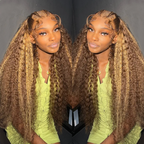 Highlighted 150% 180% Density Loose Deep Wave Curl Human Hair HD Lace Ombre 13x4 13x6 Highlighted Wig