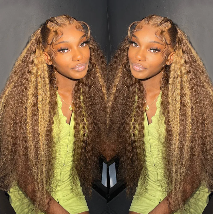 Highlighted 150% 180% Density Loose Deep Wave Curl Human Hair HD Lace Ombre 13x4 13x6 Highlighted Wig