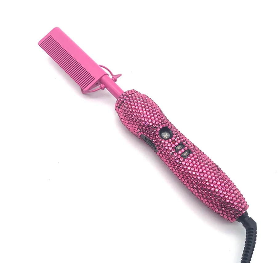 Rhinestone Hot Comb Hair Straightener Bedazzled Heat tool
