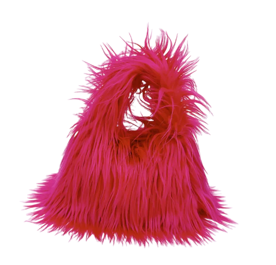 Fuzzy Faux Fur Shoulder Bag Tote Womans Plush Crossbody Handbag With Chain