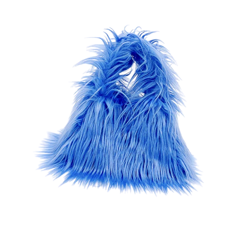 Fuzzy Faux Fur Shoulder Bag Tote Womans Plush Crossbody Handbag With Chain