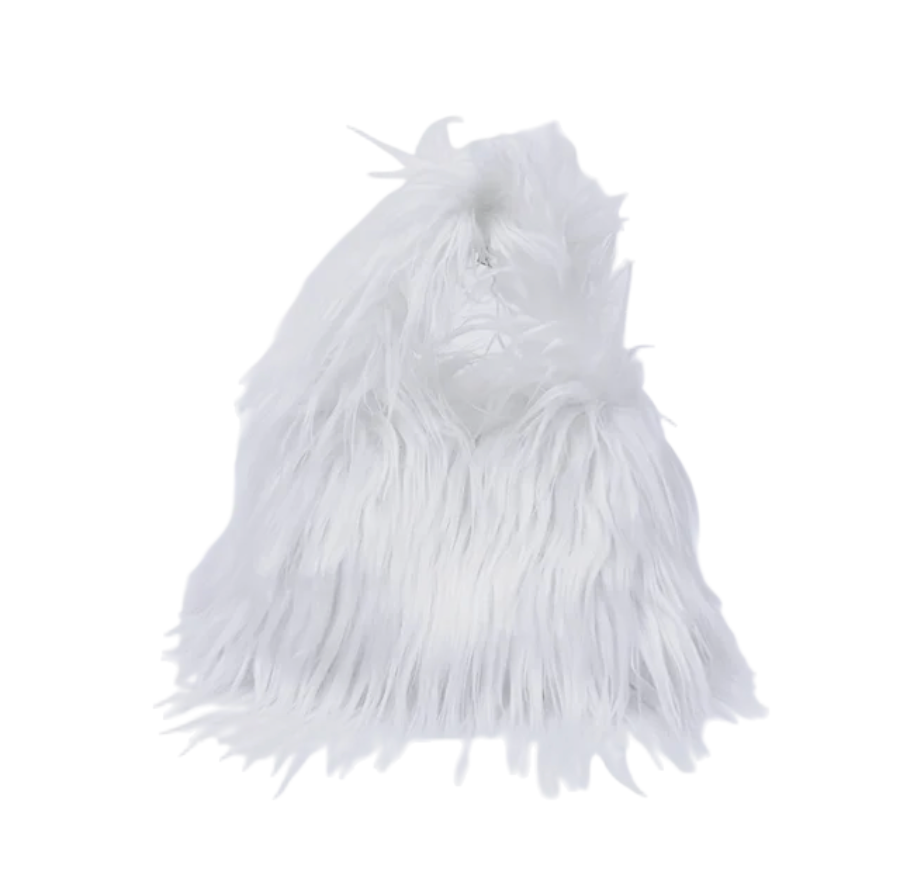 Fuzzy Faux Fur Shoulder Bag Tote Womans Plush Crossbody Handbag With Chain