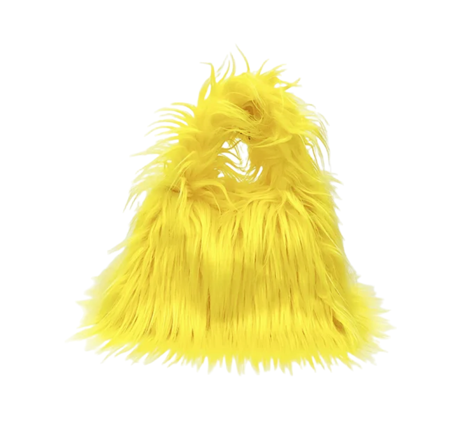 Fuzzy Faux Fur Shoulder Bag Tote Womans Plush Crossbody Handbag With Chain