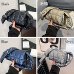Cotton Padded Fashion Quilted Womans Metalic Crossbody Long Strap Ladies Purse