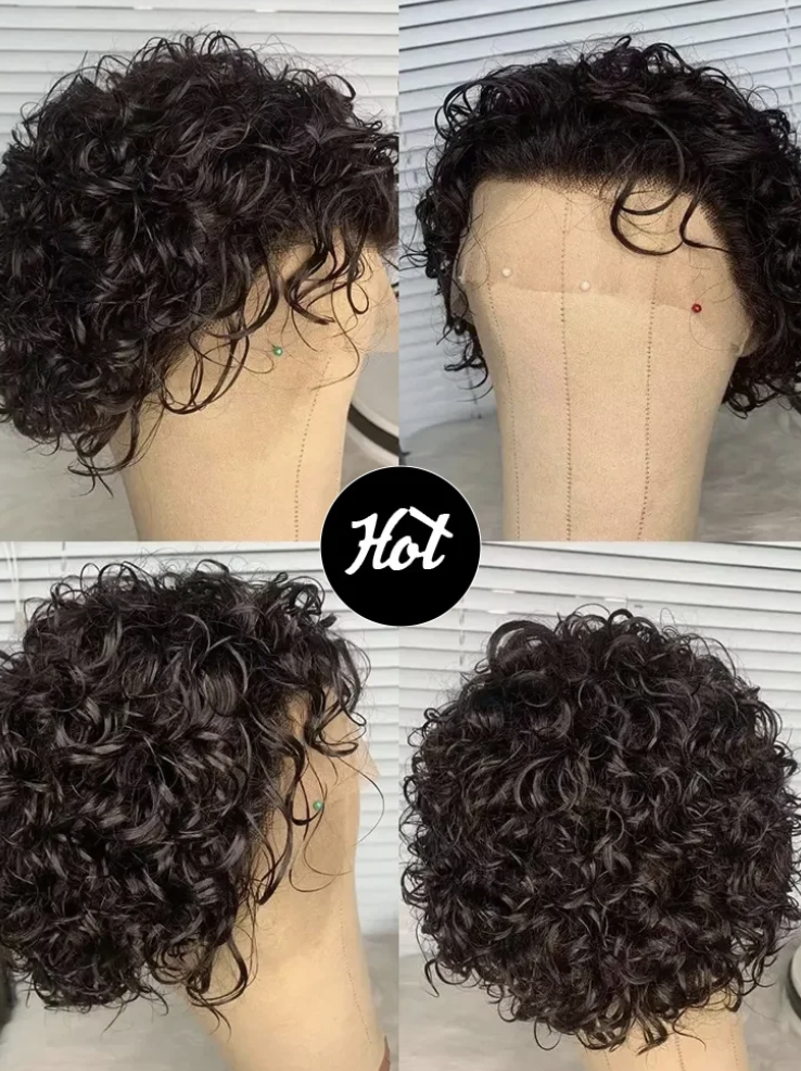 Womans Pixie Cut wig Natural Color 13x1 Human Hair Natural Wig