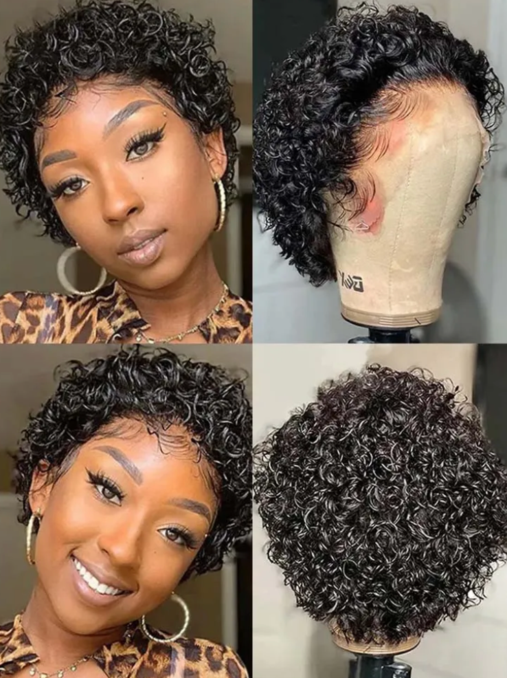 Womans Pixie Cut wig Natural Color 13x1 Human Hair Natural Wig