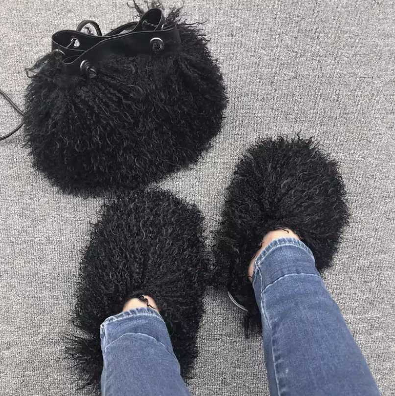 NEW Fur Purse With Fluffy Shoes Set Fashion Matching Style Trending Set