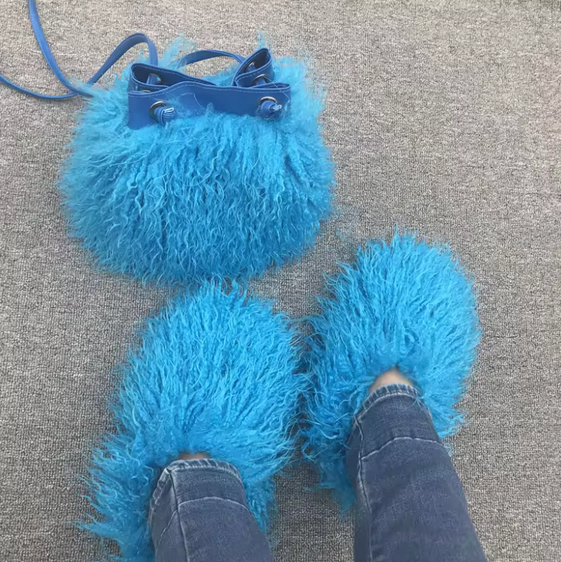 NEW Fur Purse With Fluffy Shoes Set Fashion Matching Style Trending Set