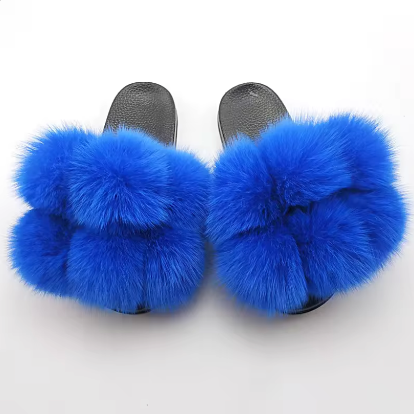 NEW Trending Solid Color Pom Pom Slipper Everyday Fashion Fur Slides