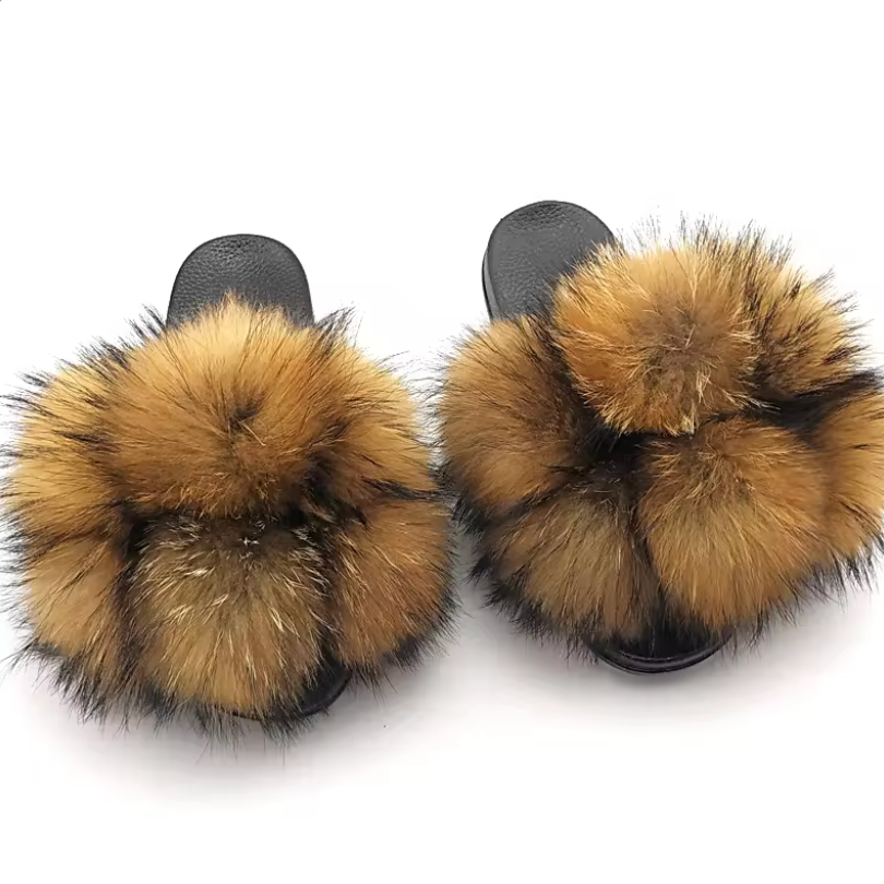 NEW Trending Solid Color Pom Pom Slipper Everyday Fashion Fur Slides