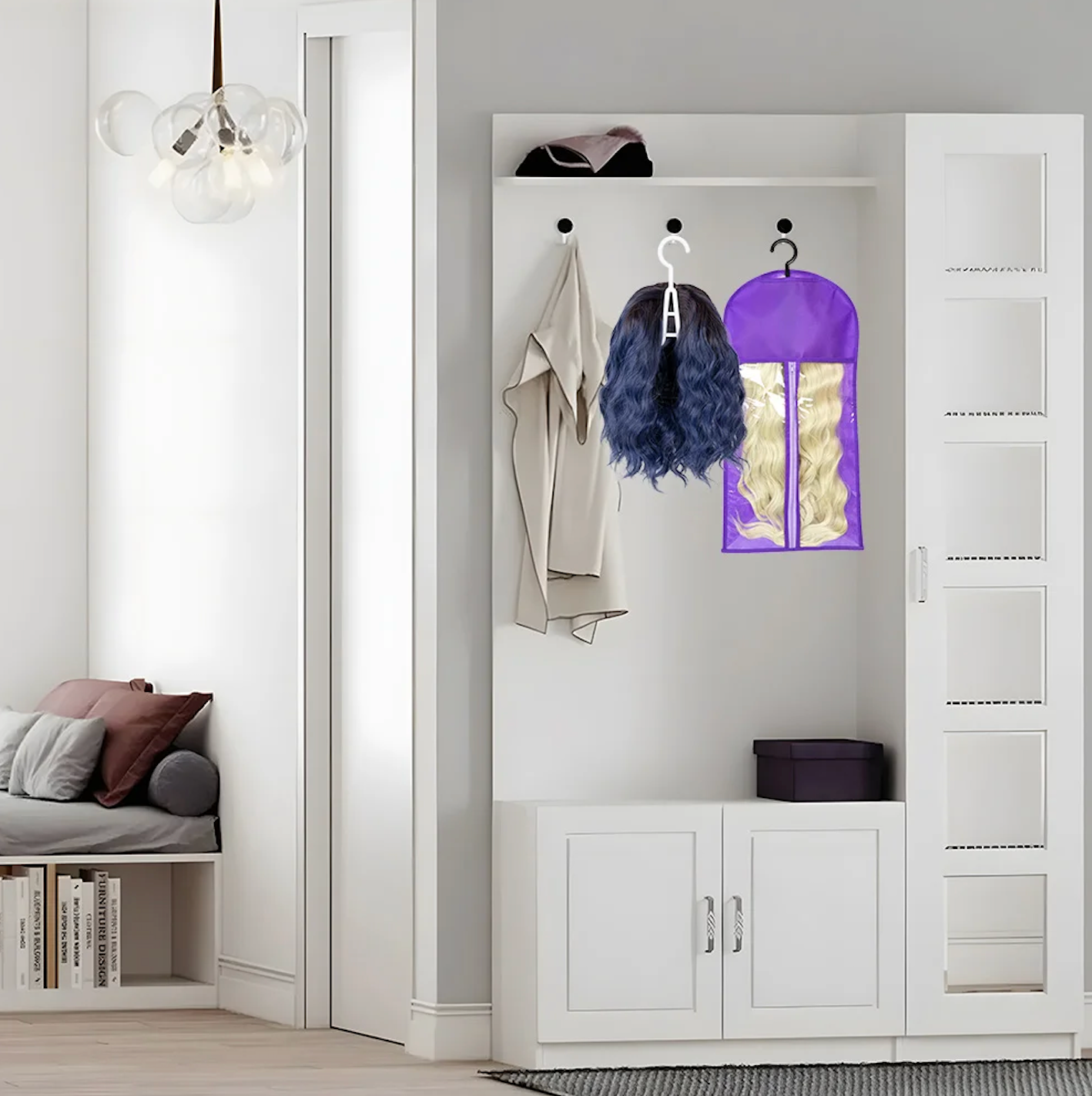 Wig Storage Bag 5/10 Pcs Set Bag With Hanger Hair Storage Case Holder