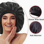 2 Pcs Large Wide Band  Womans Bonnet Set Soft Night Cap Solid Color