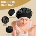 2 Pcs Large Wide Band  Womans Bonnet Set Soft Night Cap Solid Color