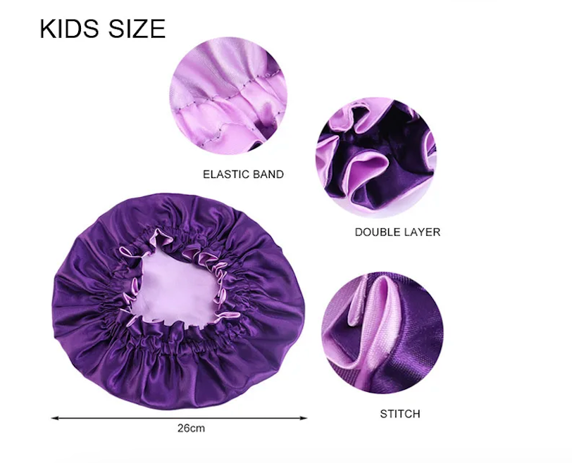 2 Pcs Reversible Double Sided Silky Bonnet Womans Kids Matching Bonnet Sleep Cap Set