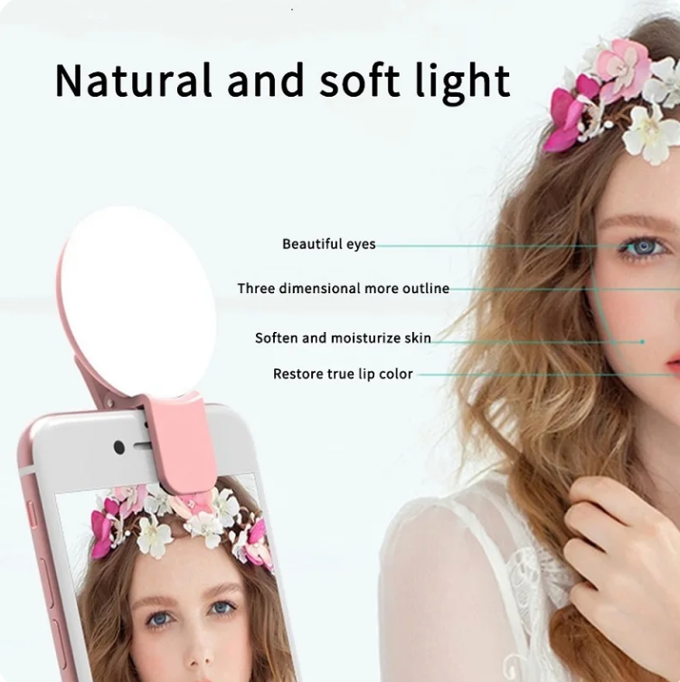 Mini Selfie Light Portable Photo Enhancer LED Beauty Light Phone Attachment