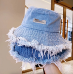 Distressed Denim Bucket Hat Fashion Outdoor Fisherman’s Summer Headwear Cap