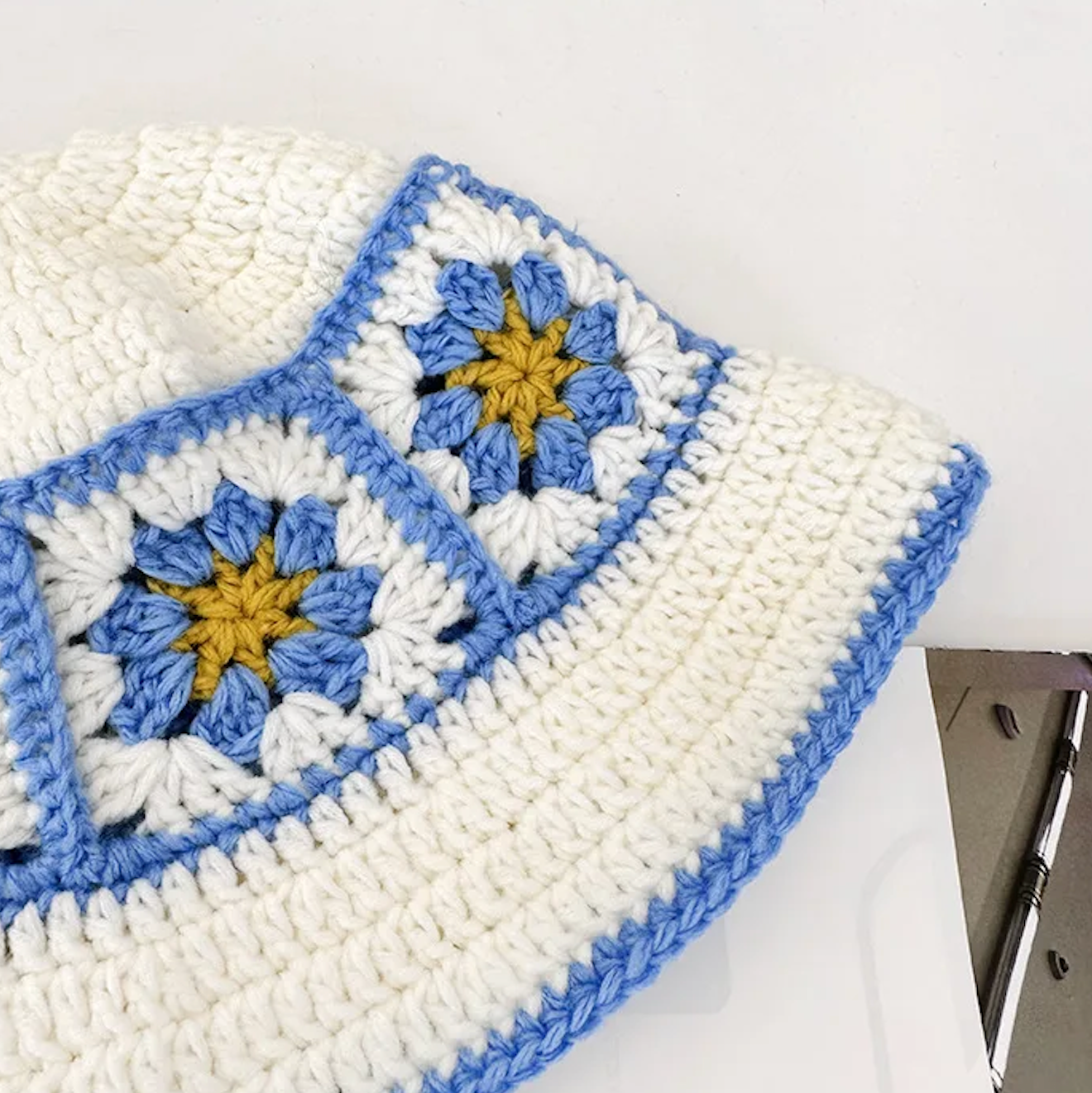 Crochet Knitted Bucket Hat Hollow Fashion Handmade Y2K Korean Fashion Design Cap