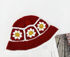 Crochet Knitted Bucket Hat Hollow Fashion Handmade Y2K Korean Fashion Design Cap