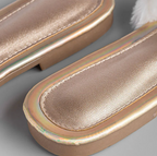 Womans Fur Rhinestone Flat Sandals Shiny Graphic Style Fashion Shoes