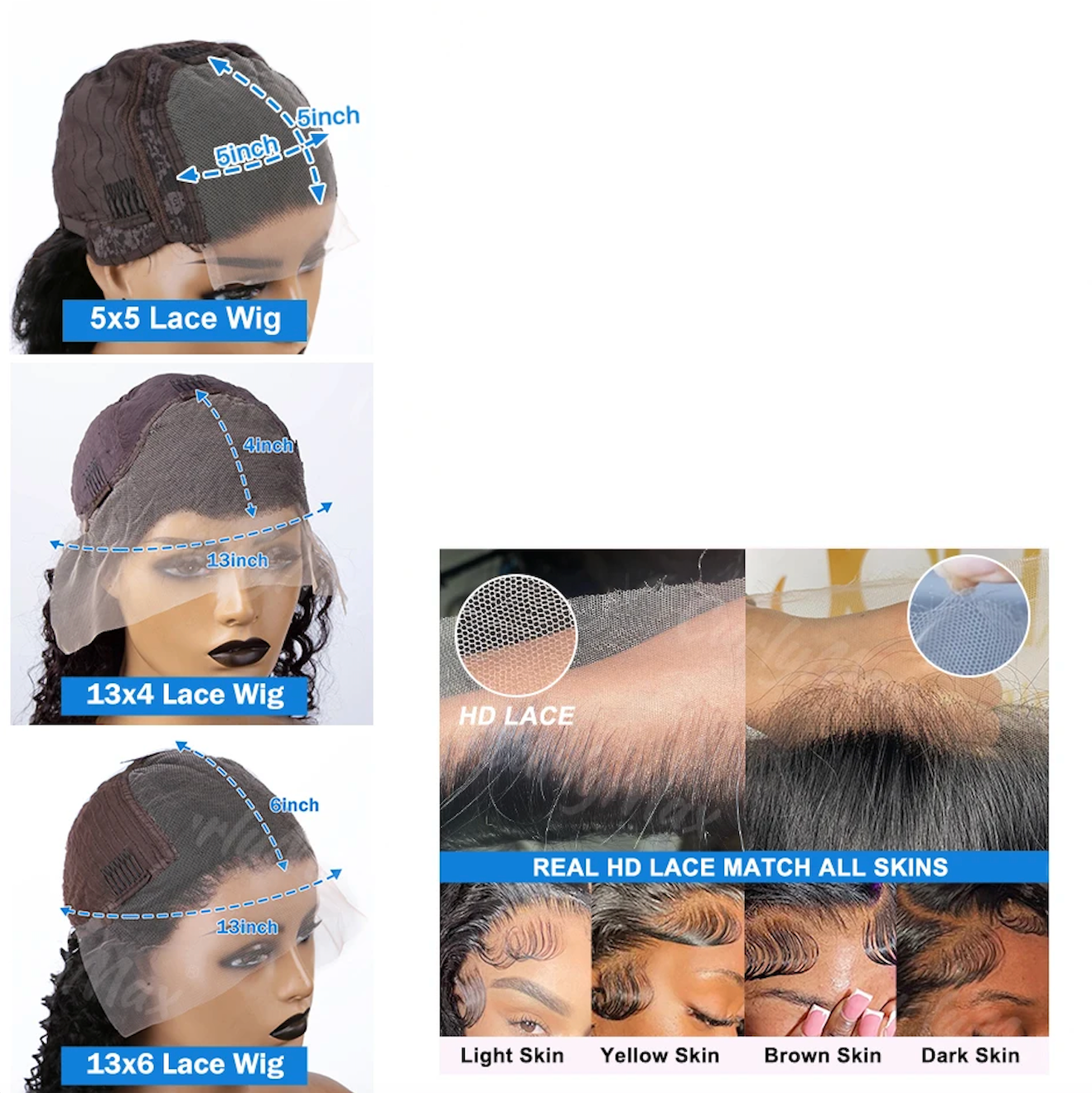 Deep Wave Natural Short Bob 13x4 180% Density Human Black Hair Lace Front Curly Wig Unit