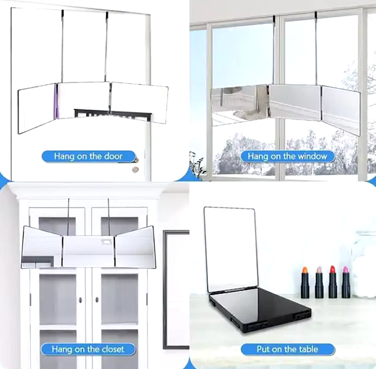 3 Way Adjustable Trifold Mirror Solo Styling Portable Wall Door Mount Mirror