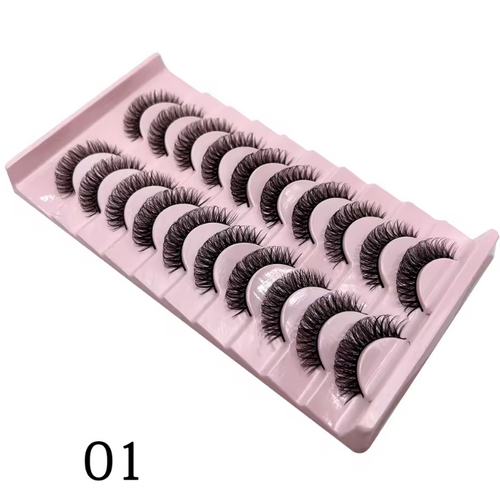 10 Pc Strip Lashes 3D Volume False Lashes Fluffy Mink Volume Eyelash set