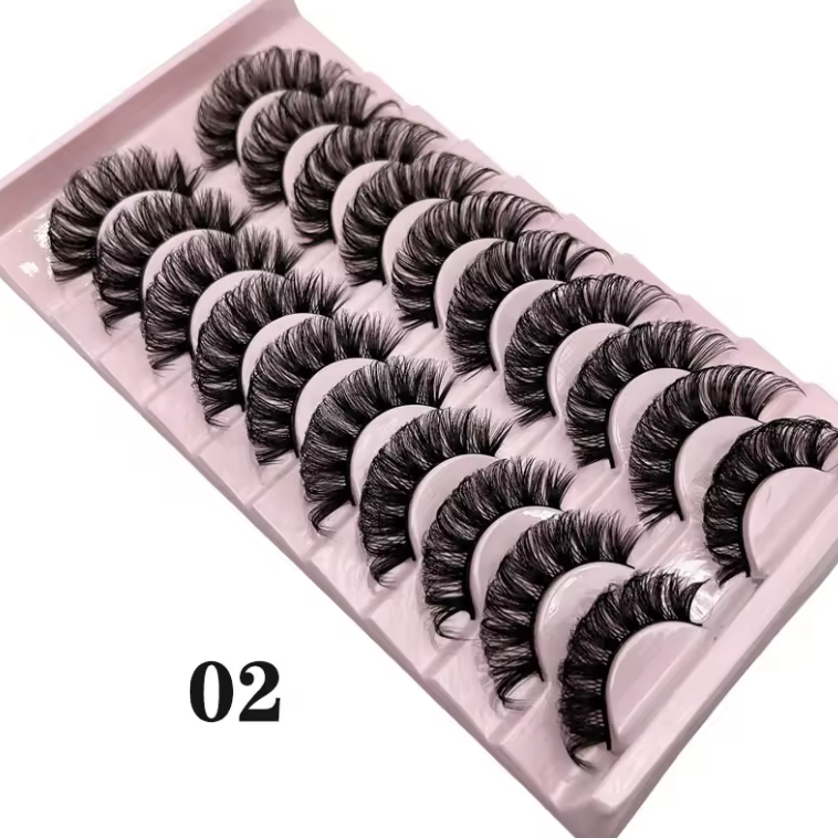 10 Pc Strip Lashes 3D Volume False Lashes Fluffy Mink Volume Eyelash set