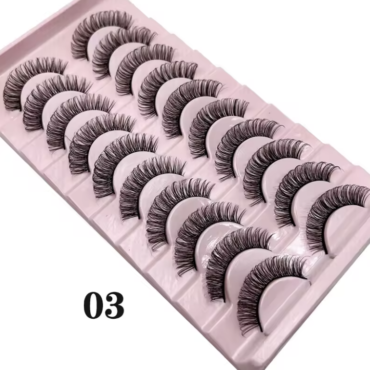 10 Pc Strip Lashes 3D Volume False Lashes Fluffy Mink Volume Eyelash set