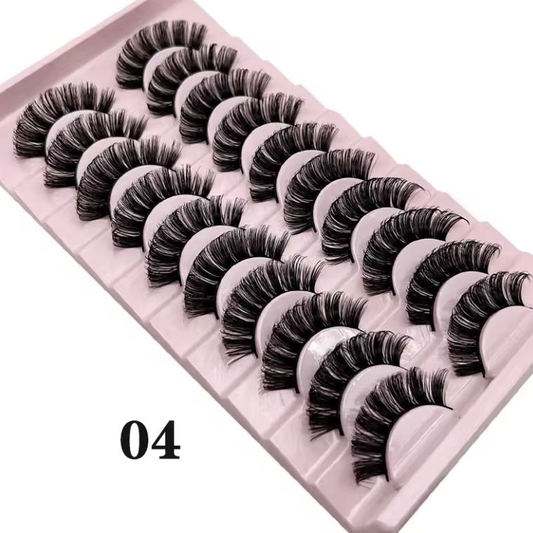 10 Pc Strip Lashes 3D Volume False Lashes Fluffy Mink Volume Eyelash set