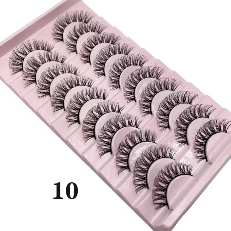 10 Pc Strip Lashes 3D Volume False Lashes Fluffy Mink Volume Eyelash set