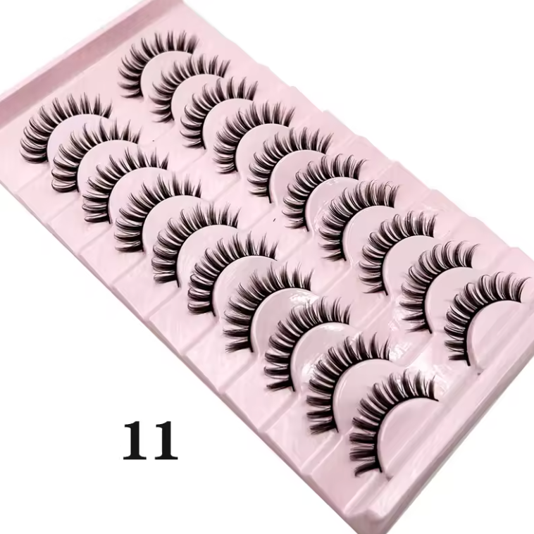 10 Pc Strip Lashes 3D Volume False Lashes Fluffy Mink Volume Eyelash set