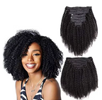 Natural Hair Clip-In Extensions Natural Color Kinky Curly 4a 4b Curl Pattern Full 8 Pcs Bundles