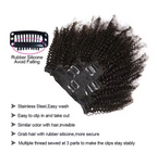 Natural Hair Clip-In Extensions Natural Color Kinky Curly 4a 4b Curl Pattern Full 8 Pcs Bundles