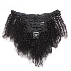 Natural Hair Clip-In Extensions Natural Color Kinky Curly 4a 4b Curl Pattern Full 8 Pcs Bundles