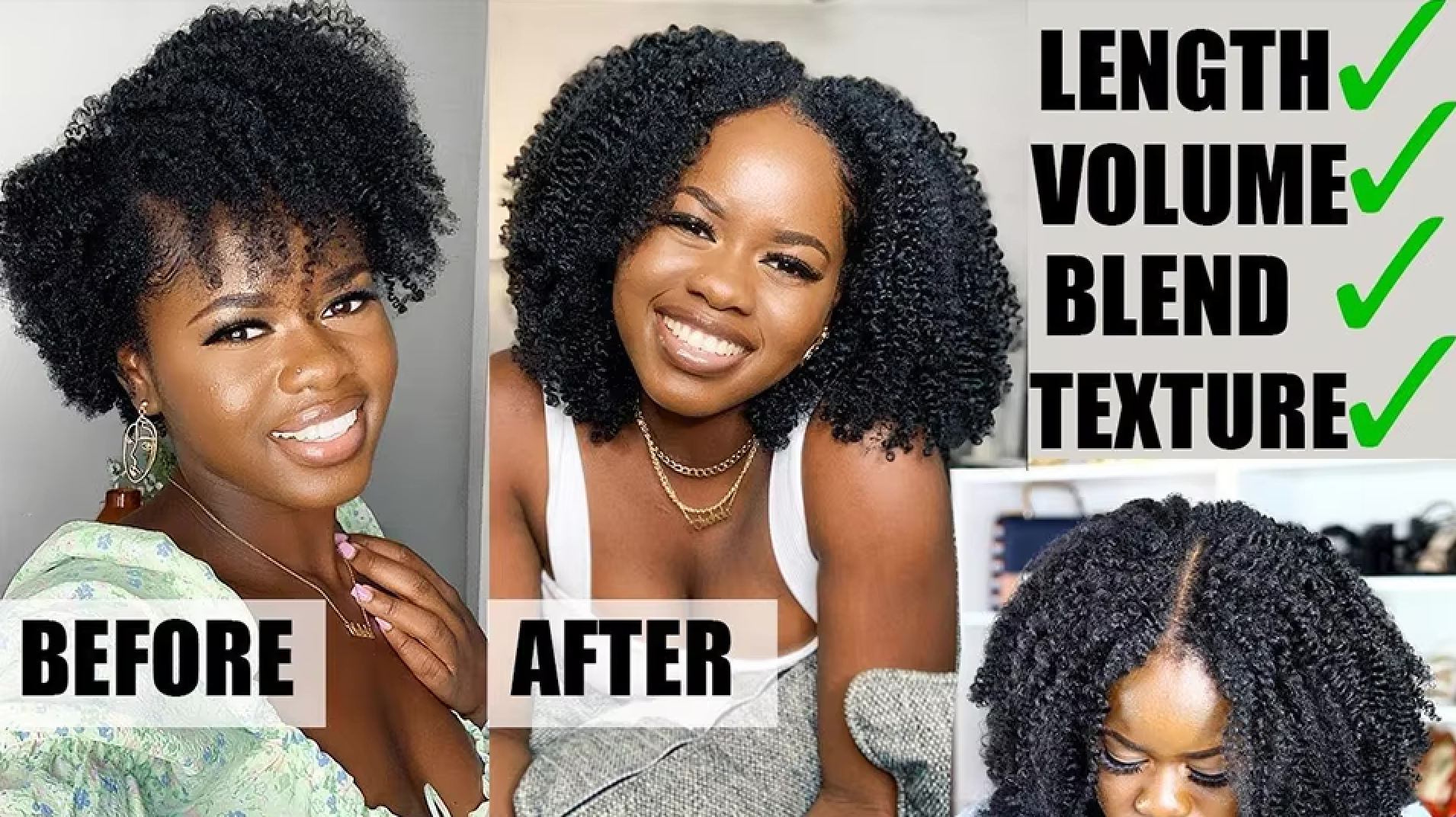 Natural Hair Clip-In Extensions Natural Color Kinky Curly 4a 4b Curl Pattern Full 8 Pcs Bundles