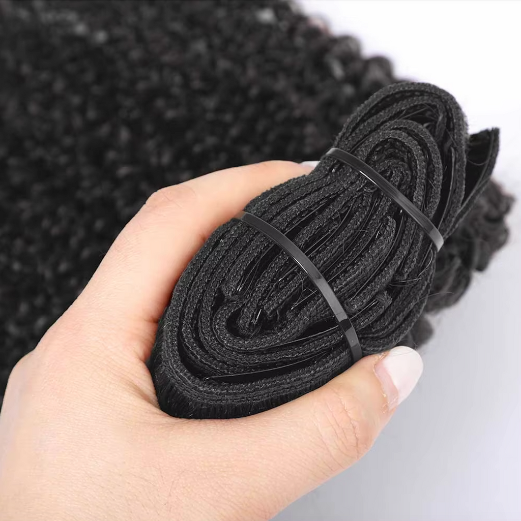 Natural Hair Clip-In Extensions Natural Color Kinky Curly 4a 4b Curl Pattern Full 8 Pcs Bundles