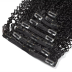 Natural Hair Clip-In Extensions Natural Color Kinky Curly 4a 4b Curl Pattern Full 8 Pcs Bundles