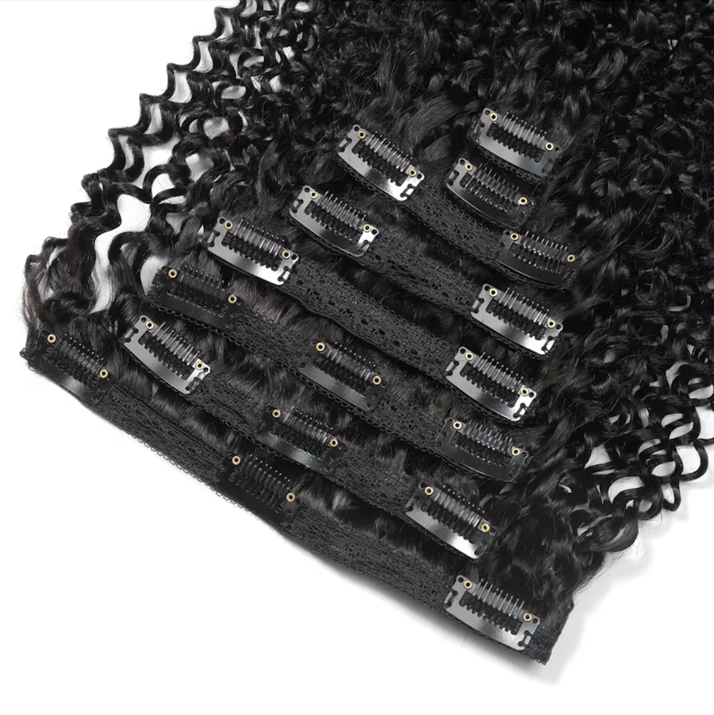 Natural Hair Clip-In Extensions Natural Color Kinky Curly 4a 4b Curl Pattern Full 8 Pcs Bundles