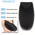 Kinky Straight Natural Hair Clip Ins Human Hair Extensions 8 Pcs 120g Bundles Set