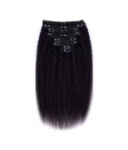 Kinky Straight Natural Hair Clip Ins Human Hair Extensions 8 Pcs 120g Bundles Set