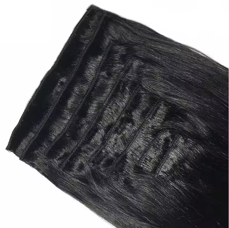 Natural Straight Hair Clip Ins Brazilian Hair Extensions 8 Pcs 120g Set