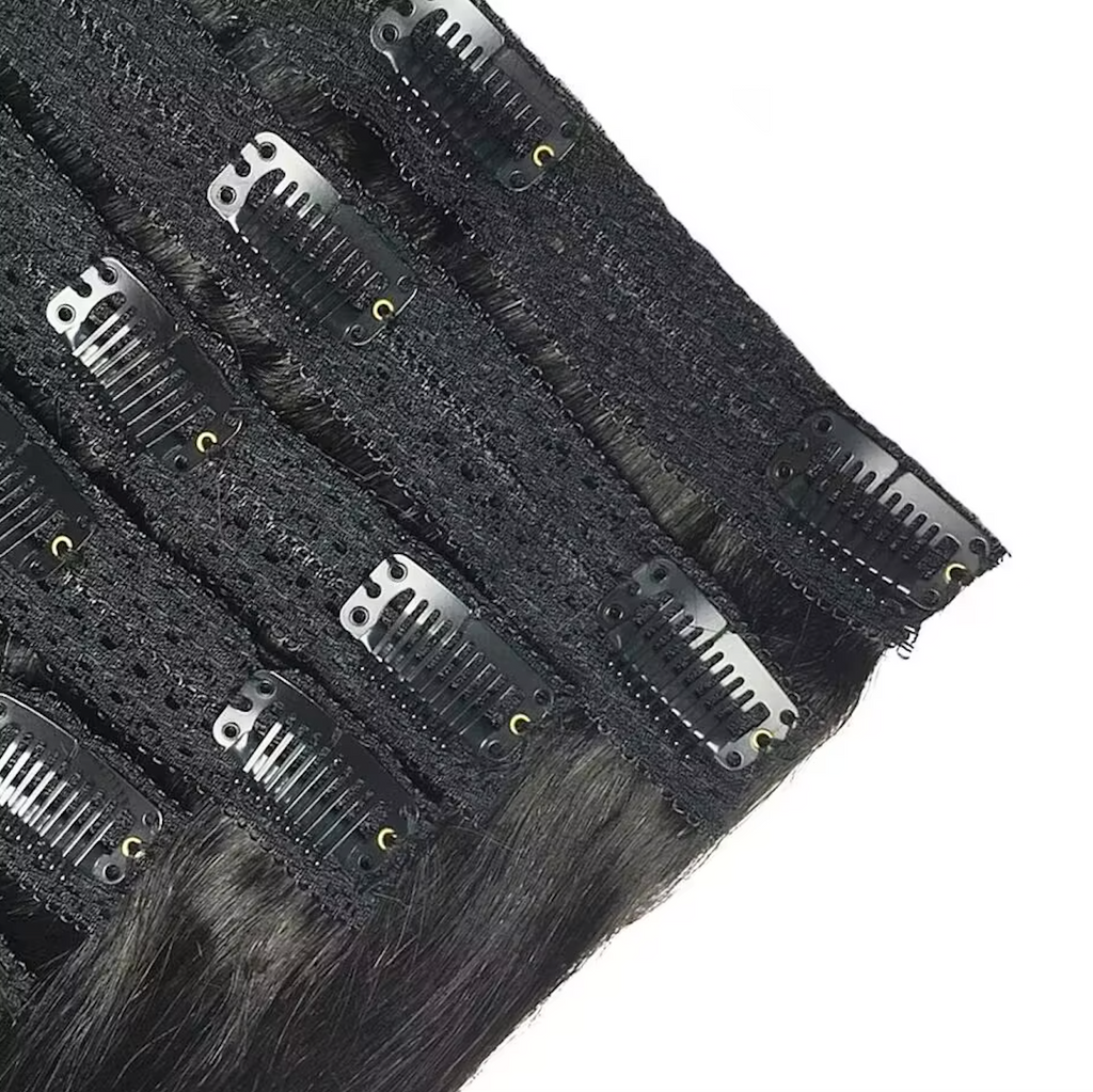 Natural Straight Hair Clip Ins Brazilian Hair Extensions 8 Pcs 120g Set
