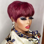 Short Glueless Pixi Cut Human Hair 6 Inch Layered Throw On And Go Wig