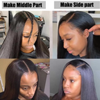 U-Part Human Hair Wig Easy Styling Leave Out 180 Density Straight Hair Wig