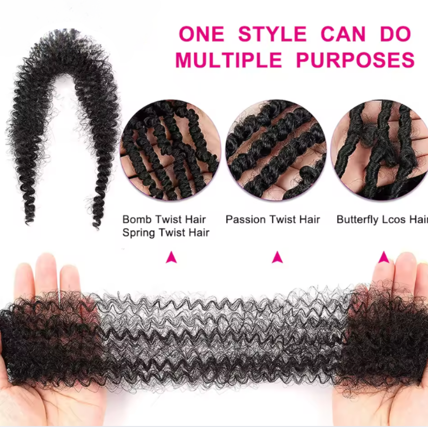Spring Afro Faux Locs Butterfly Braids Hair Curly Twist Crochet Braiding Hair 16 24 28 Inch Lot